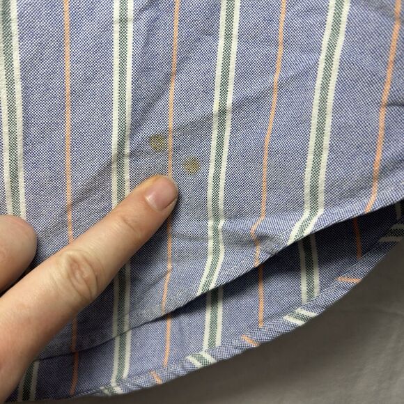 Ralph Lauren Men’s 17 1/2 X 35 Blue Green Orange Striped Button Down shirt - Picture 4 of 9